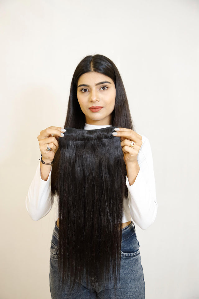 Ear-to-Ear Clip-In Volumizer | Wide Back Coverage 8" Weft | Remy Hair India