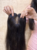 Hair Topper for Thinning Crown | Silk Base | Natural Black | Straight | Remy Hair India