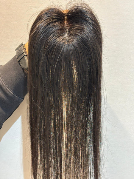 Hair Topper for Alopecia & Full Coverage | Silk Base | Natural Black | Straight | Remy Hair India
